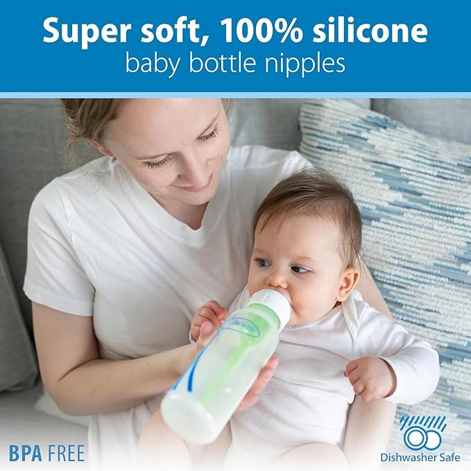 Dr. Brown's Anti-Colic Options + Narrow Glass Baby Bottle with Level 1 Slow Flow Nipple, BPA-Free, 0m+, 4 oz/120mL, 4-Pack + 8oz/250mL, 4-Pack