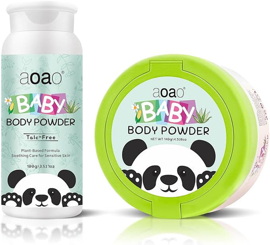 AOAO Baby Powder, Talc-Free Cornstarch Dusting Powder, Soothe & Protect Diaper Area, Help Prevent Diaper Rash with Zinc Oxide & Aloe Vera, Gentle Absorb Sweat & Anti-Chafe for Sensitive Skin (Airy)