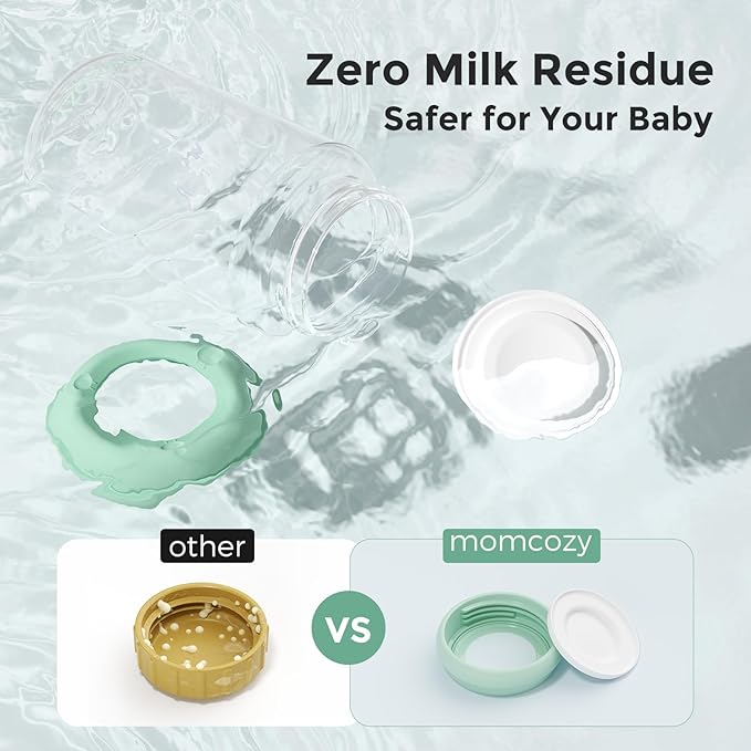 Momcozy Natural Baby Bottle, Wide-Neck, BPA Free Breast Milk Container, Storage Collection Bottle for Fridge & Milk Cooler, Breastfeeding Essential, 10 oz, 4 pcs (Pack of 2)