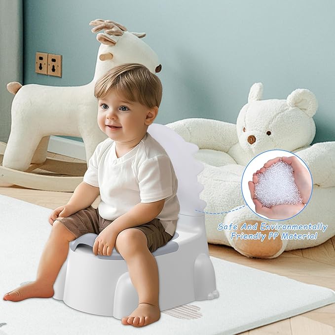 potty training toilet Potty Seat Baby Training Chair Boys Girls Toddler Dinosaur Comfortable children 1-5 years old Baby toilet Animal seat with lid back potty trainer (Grey)