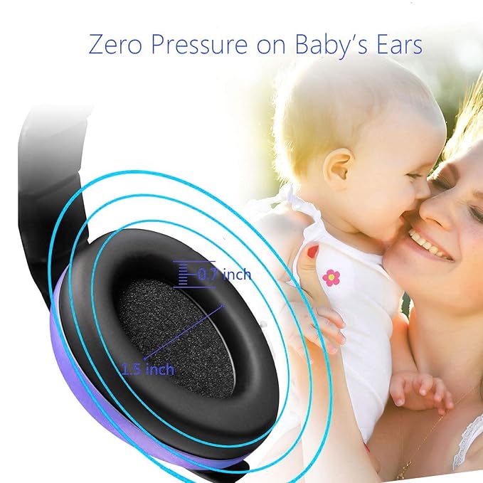 Noise Cancelling Headphones for Kids, Babies Ear Protection Earmuffs Noise Reduction for 0-3 Years Babies, Toddlers, Infant (Purple)