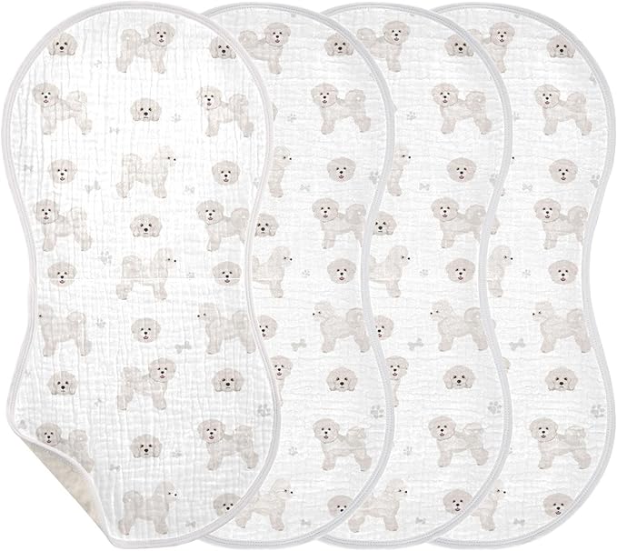vvfelixl Burp Cloths Bichon Frise Dog for Baby Boy Girls Baby Washcloths Burp Rags 1 Pack