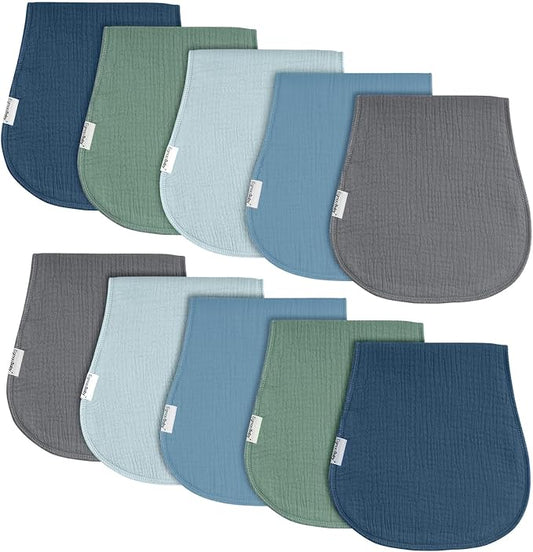 Muslin Burp Cloths for Baby,Organic Burping Cloths for Babies Boys Girls,Spit Up Rags Extra Soft and Absorbent 10 Pack