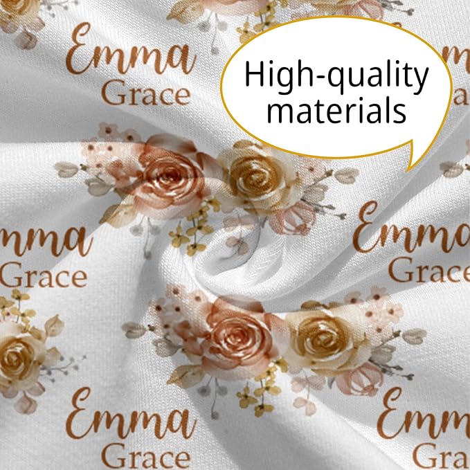 Customizable Flowers Baby Nursing Pillow Cover - Add Your Baby's Name, Ultra-Soft Stretch Fabric, Fits Standard Nursing Pillows, Ideal for Baby Showers Style 04
