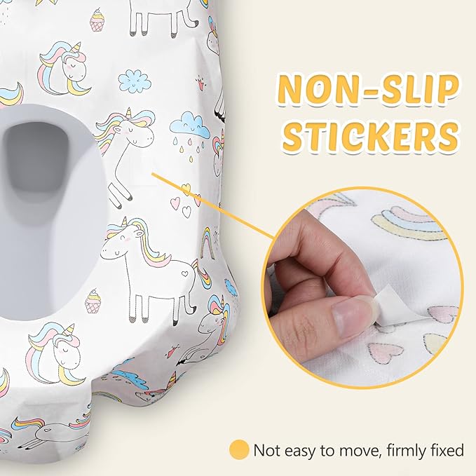 Mimorou 40 Pack Disposable Toilet Seat Covers for Kid Toddler Adults Extra Large Individually Wrapped Portable Paper Potty Seat Cover Potty Training Liners for Travel(Unicorn Style)