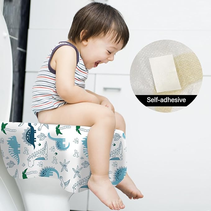 40 Pack Toilet Seat Covers Disposable for Kids Toddlers & Adults, Extra Large Waterproof Toilet Cover Individually Wrapped Travel Essential Portable Potty Training in Public Restrooms, Trip - Dinosaur