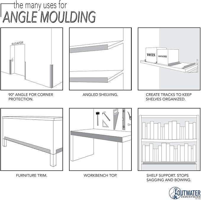 Outwater Plastics 1921-Bk Black 1'' X 2'' X 3/64''(.047'') Styrene Angle Plastic Angle Moulding 36 Inch Lengths (Pack of 4)