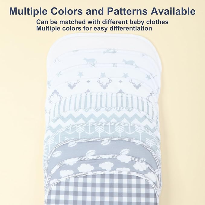 10-Pack Burp Cloths for Baby Boys and Girls - Organic Baby Burp Cloth,Baby Washcloths, Burp Rags, Large Neutral Burp Clothes for Newborn