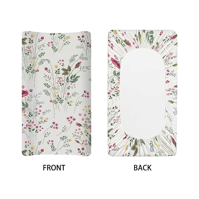 Breathable Diaper Changing Pad Cover for Baby Girls and Boys, Soft Changing Table Sheets 16 * 32 Inches, Classic Flower