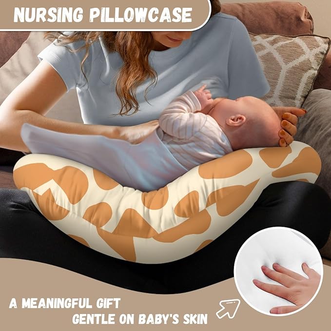 Forchrinse Cartoon Giraffe Nursing Pillow Cover Removable Cover for Breastfeeding Pillows,Ultra Soft Baby Nursing Pillows for Baby Boys Girls
