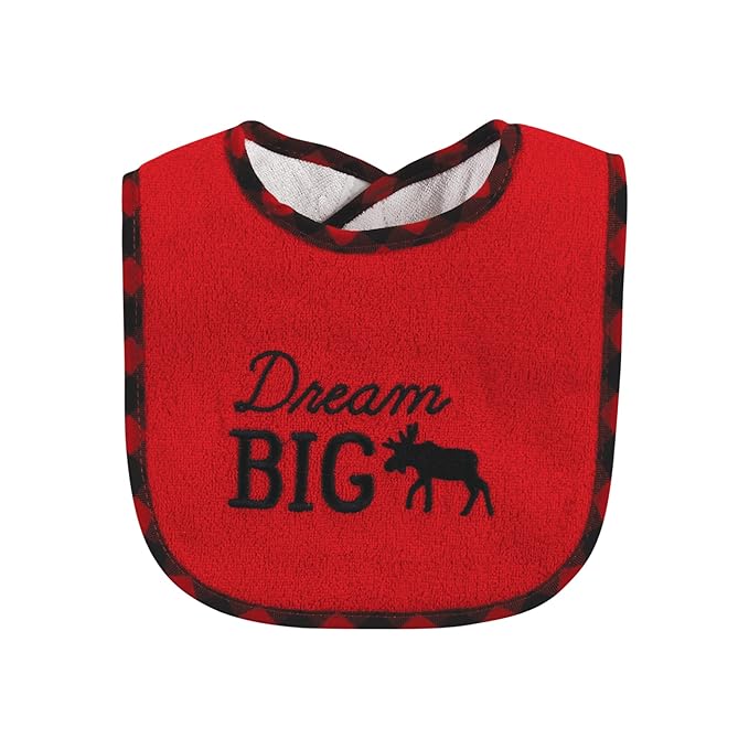Hudson Baby Unisex Baby Cotton Terry Drooler Bibs with Fiber Filling, Boy Moose Bear, One Size (Pack of 2)