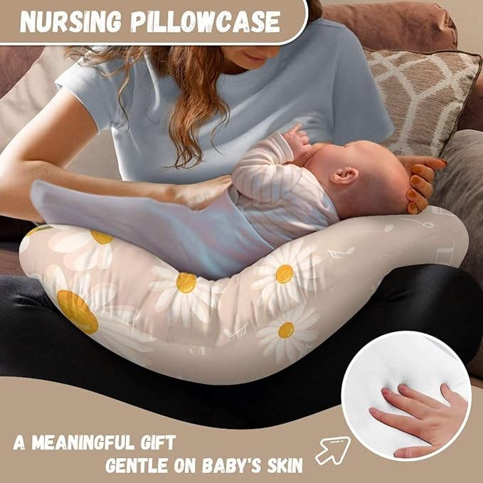 Daisy Nursing Pillow Case for Newborn Soft Portable Washable Nursing Covers Fit Most Breastfeeding and Bottle Feeding Pillows for Boys & Girls