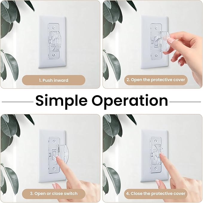 Clear Child Proof Light Switch Cover Guard - 6 Pack