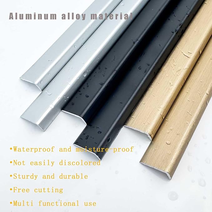 10-Pack 48 Inch Aluminum Tile Edge Trim – L-Shape Metal Tile Edging for Backsplash, Wall Corners, and Finishing – Square TileTrim (Black, 48 Inch)