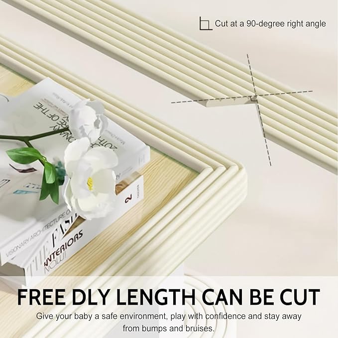 【6.56 Ft】 Baby Edge and Corner Guards - Soft Foam Table Bumper Strip, 3.15inch Wide Furniture Protector for Baby Proofing Table, Fireplace, Wall, Desk (Black)