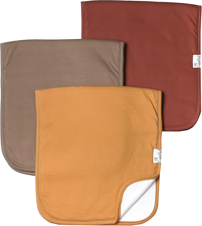 Copper Pearl Premium Baby Burp Cloths - 3-Pack Large Cotton Burp Cloths, Extra Soft Spit Up Rags with 3 Absorbent Layers, Perfect for Baby Boy and Baby Girl Gifts (21" x 10" Size, Dune Set)