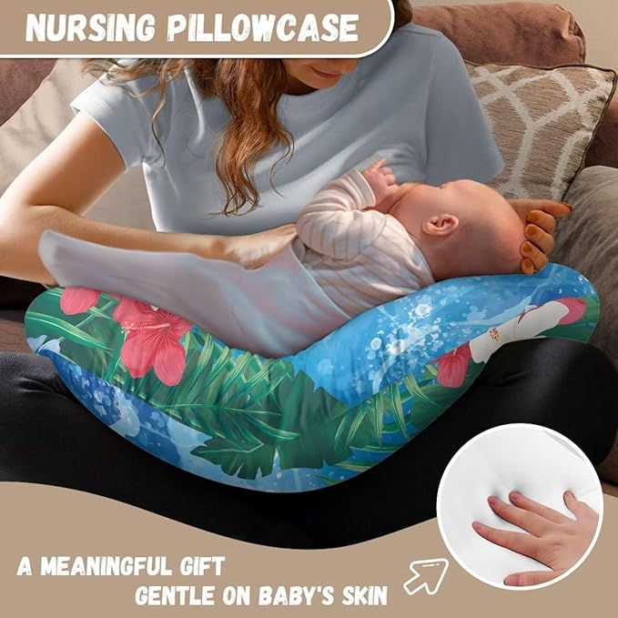 Tropical Flowers and Turtles Breastfeeding Pillow Slipcover for Baby Breastfeeding Nursing Pillow Slipcovers Super Soft Stain Resistant and Scratch Resistant