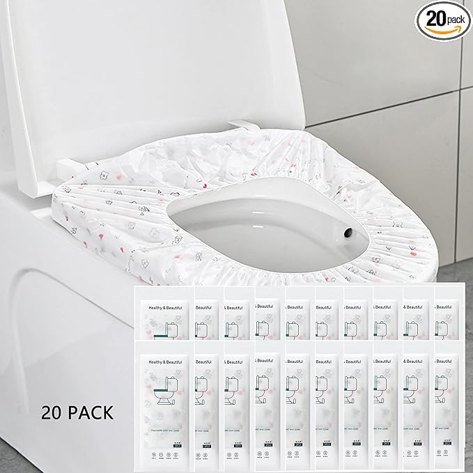 20 Pack Toilet Seat Covers Disposable | Independent Packaging | Non-Woven Fabric |Disposable Potty Seat Cover For Public Restrooms|Travel Essentials White