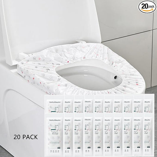20 Pack Toilet Seat Covers Disposable | Independent Packaging | Non-Woven Fabric |Disposable Potty Seat Cover For Public Restrooms|Travel Essentials White