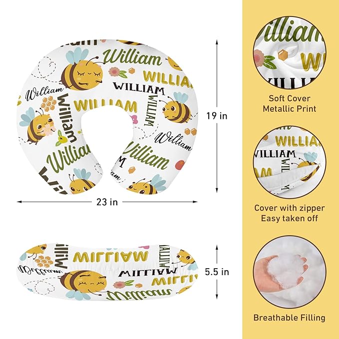 Dyoart Custom Baby Nursing Pillow Cover for Nursing, Bees Theme Removable Nursing Covers for Breastfeeding Pillows, Ultra Soft Comfortable Slipcover for Newborn Baby Boys and Girls