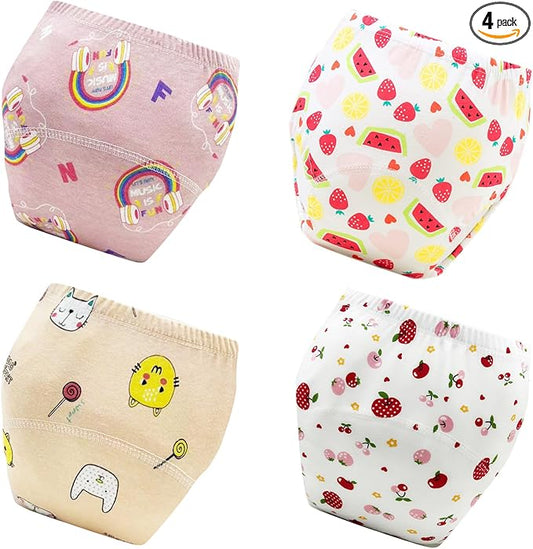 Upairy Training Pants for Girls Boys,Toddler Potty Training Underwear,Leakproof Reusable Kid Confident Panties,Children's Potty Underwear 100% Cotton for 2T-6T(4PCS,M)