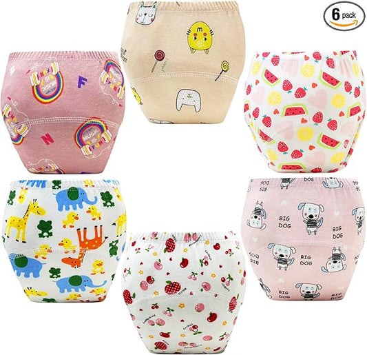 Upairy Training Pants for Girls Boys,Toddler Potty Training Underwear,Leakproof Reusable Kid Confident Panties,Children's Potty Underwear 100% Cotton for 2T-6T(6PCS,M)