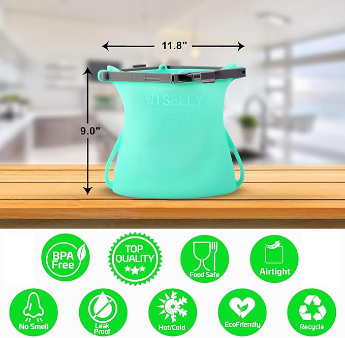 Gallon Reusable Silicone Stand-Up Collapsible Food Storage Bag Reduce Single-Use Plastic (101 Oz) Microwave Freezer Safe Dishwasher Safe Bag