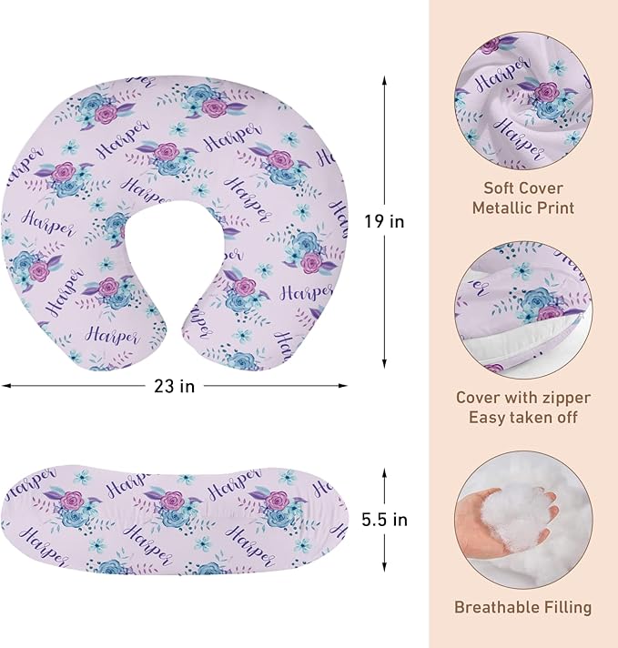 Dyoart Baby Nursing Pillow Cover,Personalized Name Soft Nursing Covers,Breastfeeding Pillow Slipcover for Bottle Feeding,Gifts for Toddler Infant(23"x19"x5.5")(one Size)
