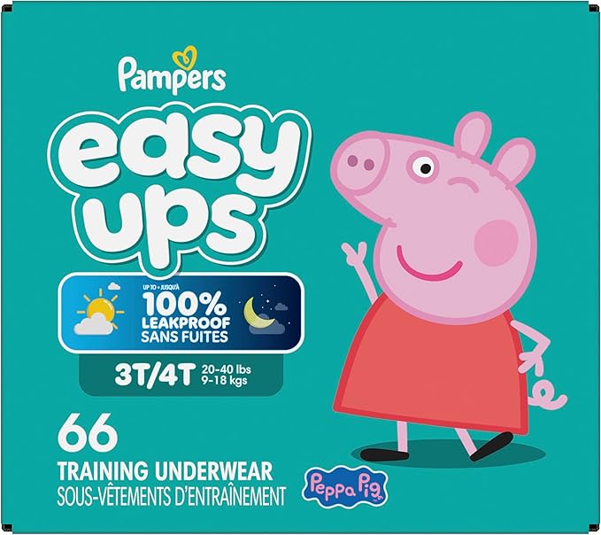 Pampers Training Pants - Easy Ups Girls & Boys - Size 3T-4T, 66 Count, Peppa Pig Potty Underwear (Packaging May Vary)