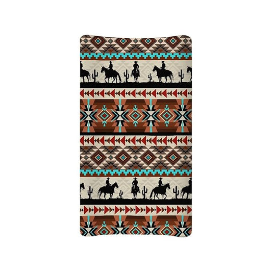 Tribal Horse Aztec Changing Pad Cover for Boys Soft Polyester Diaper Change Table Sheets Fit 32'' x 16'' Pad, Comfy Breathable Baby Changing Pad Covers