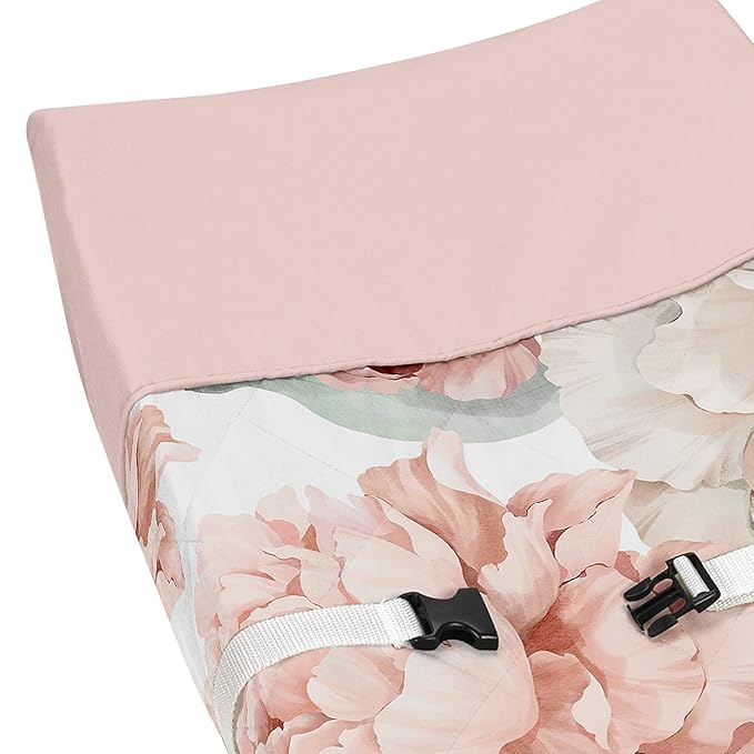 Sweet Jojo Designs Blush Pink Boho Shabby Chic Floral Girl Baby Changing Pad Cover – Infant Newborn Diaper Table Change Mat Sheet - Off White Bohemian Vintage Watercolor Flower Elegant Dusty Rose