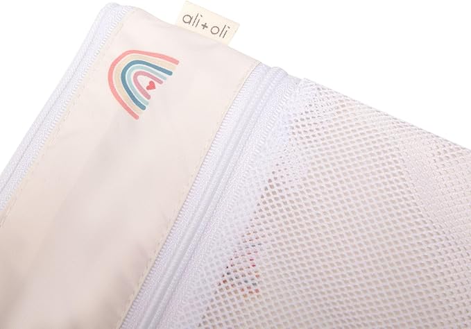 Ali+Oli Water Resistant Dual-Compartment Wet-Dry Bag for Travel, Hook to Stroller, Daycare, Diapers, Diaper Bag, Clutch Bag,15x12 inches (Rainbows)