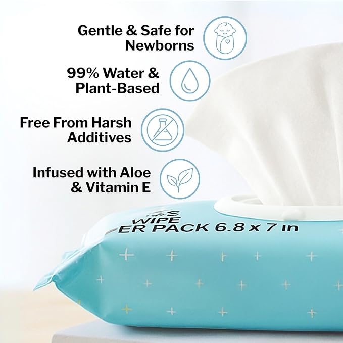 Baby Wipes, Unscented, Vitamin E Aloe Baby Wipe, 72 Pack, McKesson - Case of 12 = 864 Wipes