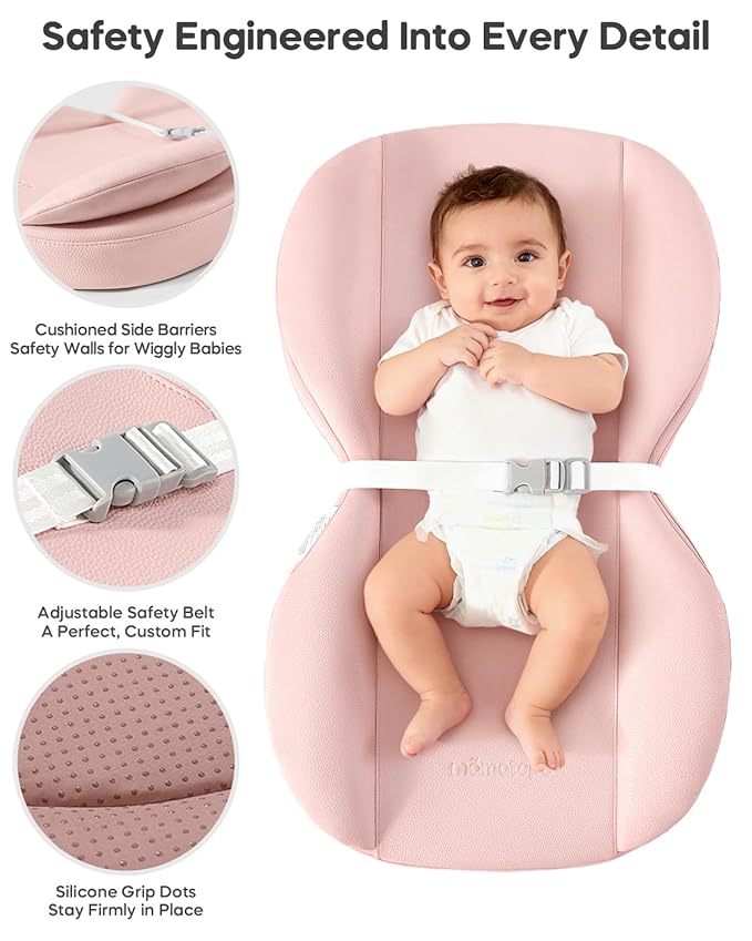 Baby Changing Pad with Waterproof & Wipe-Clean, Non-Slip PU Diaper Changing Pad, Adjustable Safety Belt, Changing Pad for Dresser, Changing Table,28"X16",Pink