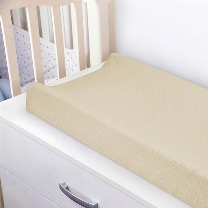Accmor Muslin Baby Changing Pad Cover, 100% Cotton Universal Fitted Diaper Change Table Pad Covers for Girls Boys, Soft Breathable Changing Pad Sheets, 2 Pack