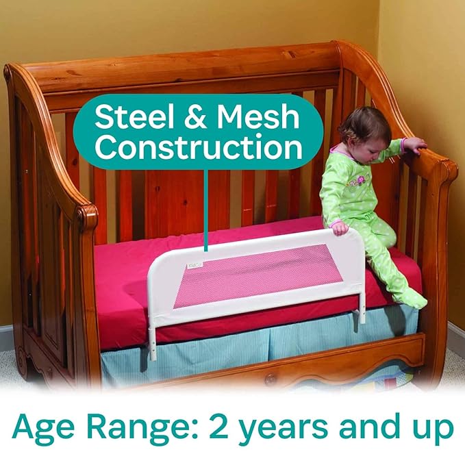 KidCo BR103 Convertible Crib Rail - Quick Assembly Toddler Bedrail (White)