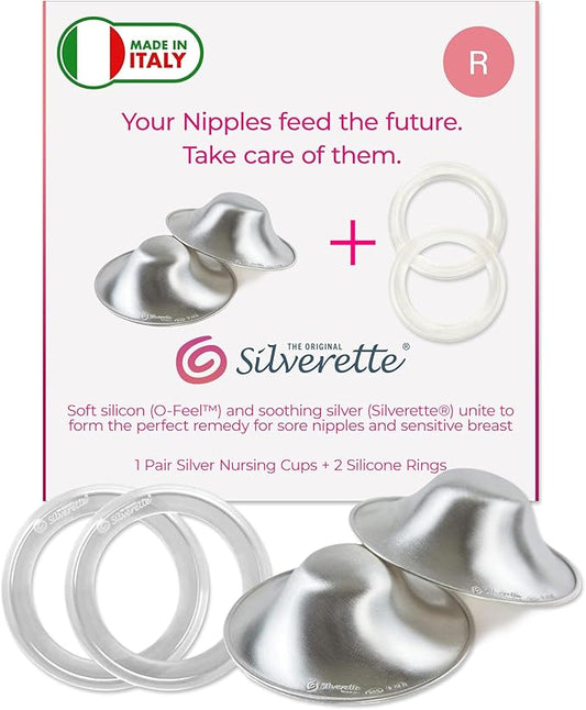 Silverette® The Original Silver Nursing Cups, Nipple Covers for Breastfeeding Essentials, Pure 925 Silver Nipple Shields
