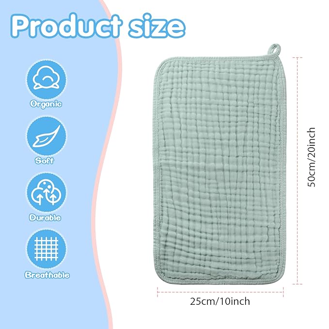 Hicarer 6 Pcs Girl Muslin Burp Cloths Cotton Burping Spit Rags Large 20 x 10 Inch 6 Layers Newborn Soft Absorbent Multicolor Wash Cloths Diapers for Baby Shower(Warm Color Series)
