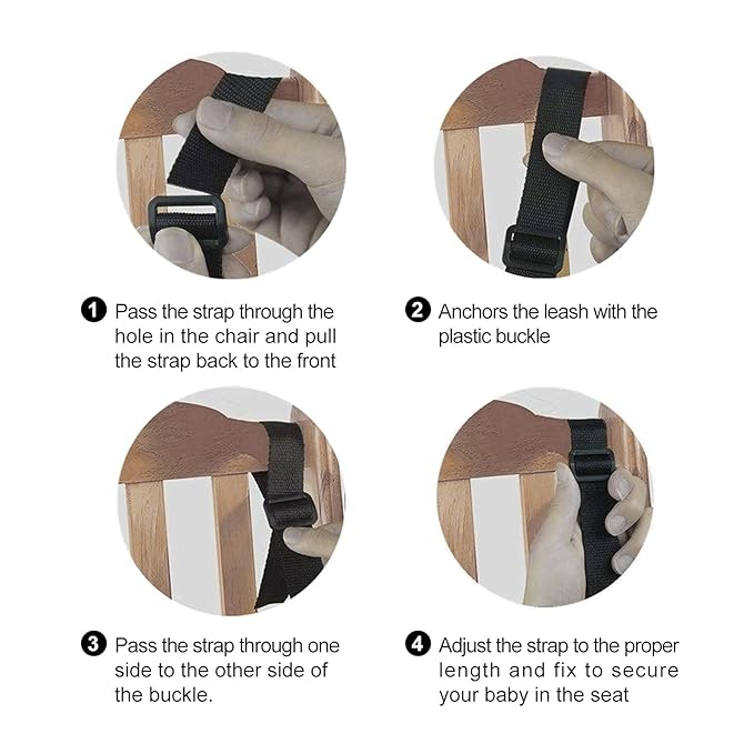 5 Point Harness Seat Belt，Adjustable Baby Seat Belt Full Protection Security Harness Seatbelt for High Chair and Pushchair Black