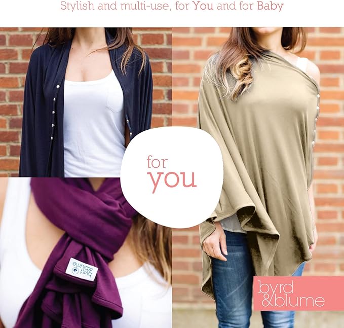 Byrd & Blume Maternity Nursing Cover Breathable Lightweight Breastfeeding Cover Wrap Shawl Scarf Poncho Full 360