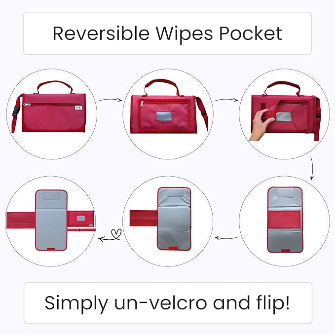 Portable Diaper Changing Pad - Compact Foldable Waterproof Travel Baby Changing Mat, Lightweight On-the-Go Diaper Clutch with Built-in Cushion & Wipe-Clean Surface