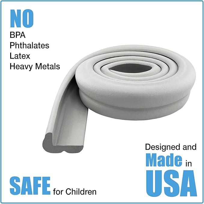 KidKusion Hearth Cushion | Made in USA | Taupe | 8.33 Ft of Padding | Child Safety, Edge and Corner Guard, Baby Proof Fireplace Bumper