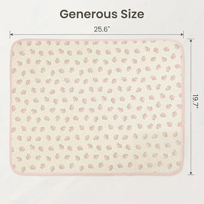 Baby Diaper Changing Pad, 19.7"x25.6" Waterproof Changing Pad Liners with 100% Muslin Cotton Front Top and Leather Back, Soft and Absorbent Portable Changing Mat for Travel, Changing Station