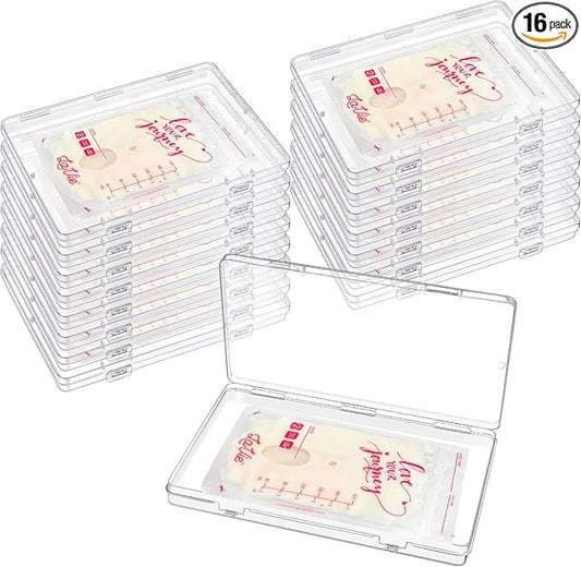 16 Pcs Clear Flat Breast Milk Freezer Storage Organizer, Space Saving Breastmilk Freezer Tray for Breastfeeding Bag Organization, Reusable Breastmilk Storage Containers, 7.48 x 5.11 x 0.67 in (16 Pcs)