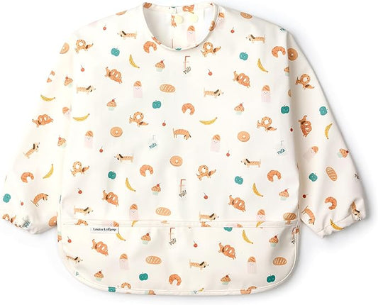 Loulou Lollipop Long Sleeve Mess Free Waterproof Bibs, for baby boys and girls 6-36 Months, Machine Washable, Travel Friendly