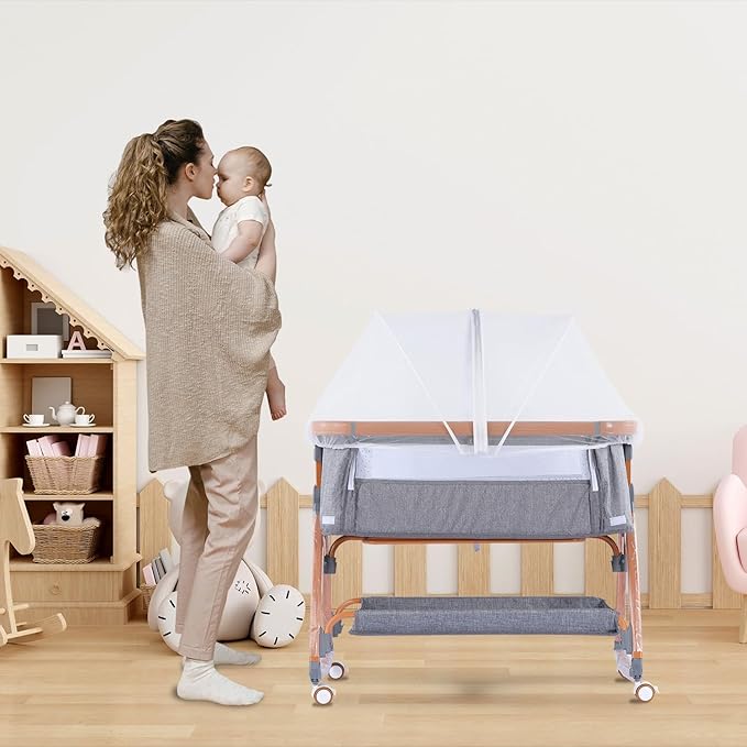 SeedFuture Bassinet Mosquito Net Cover with 2-Way Zipper for Baby Bassinet Bedside Sleeper Travel Crib White