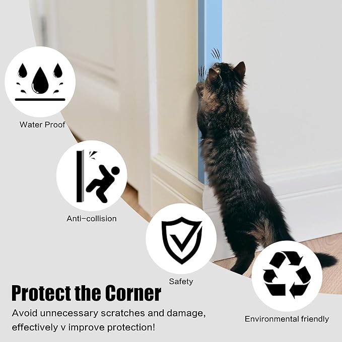 ‎Frychee Wall Corner Protector, Walls Edge Protector，Self-Adhesive Wall Corner Guards,PVC Double Side Edge Protector， Furniture Stairs Guard (Blue 2PCS 100cm/39.37in)