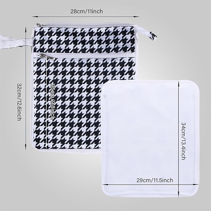 Breast Pump Bag Wet/Dry Bag with Preparation Place Mat, Waterproof Pump Parts Storage Bag for Moms Pumping at Work or Outdoors(Houndstooth)