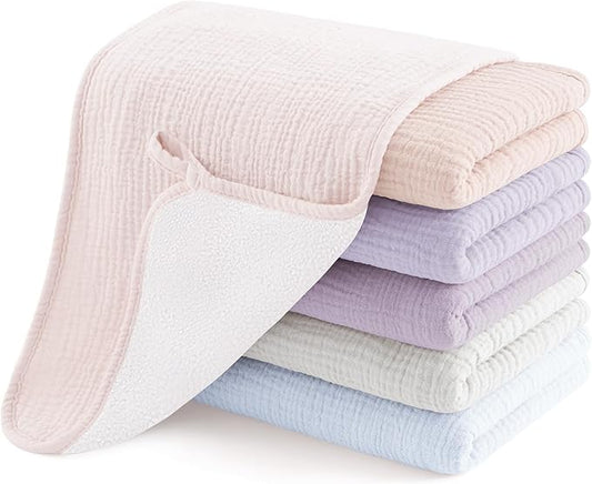 Susurration Muslin Burp Cloths, Soft Baby Burping Cloths for Unisex Boys and Girls, Newborn Essentials Large Extra Absorbent Washcloths, 20x10in, 6 Pack