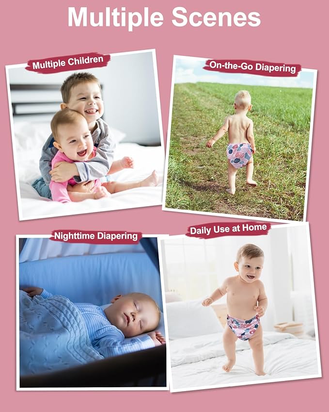 babygoal Cloth Diaper Covers 6 Pack with Wet Bag for Fitted Diapers and Prefolds with Double Gussets, Adjustable and Reusable for Baby Girls